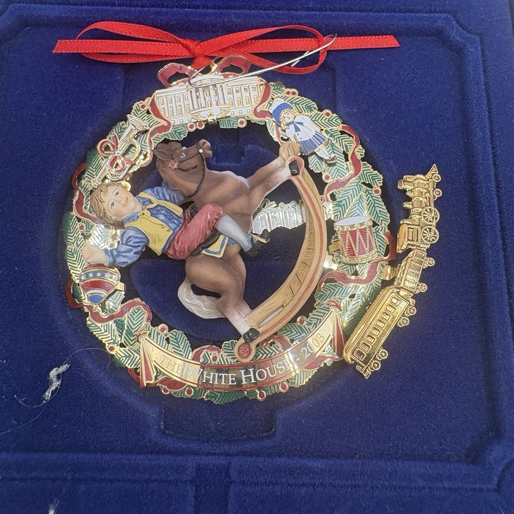 White House Historical Association Christmas Ornament Child On Horse 2003